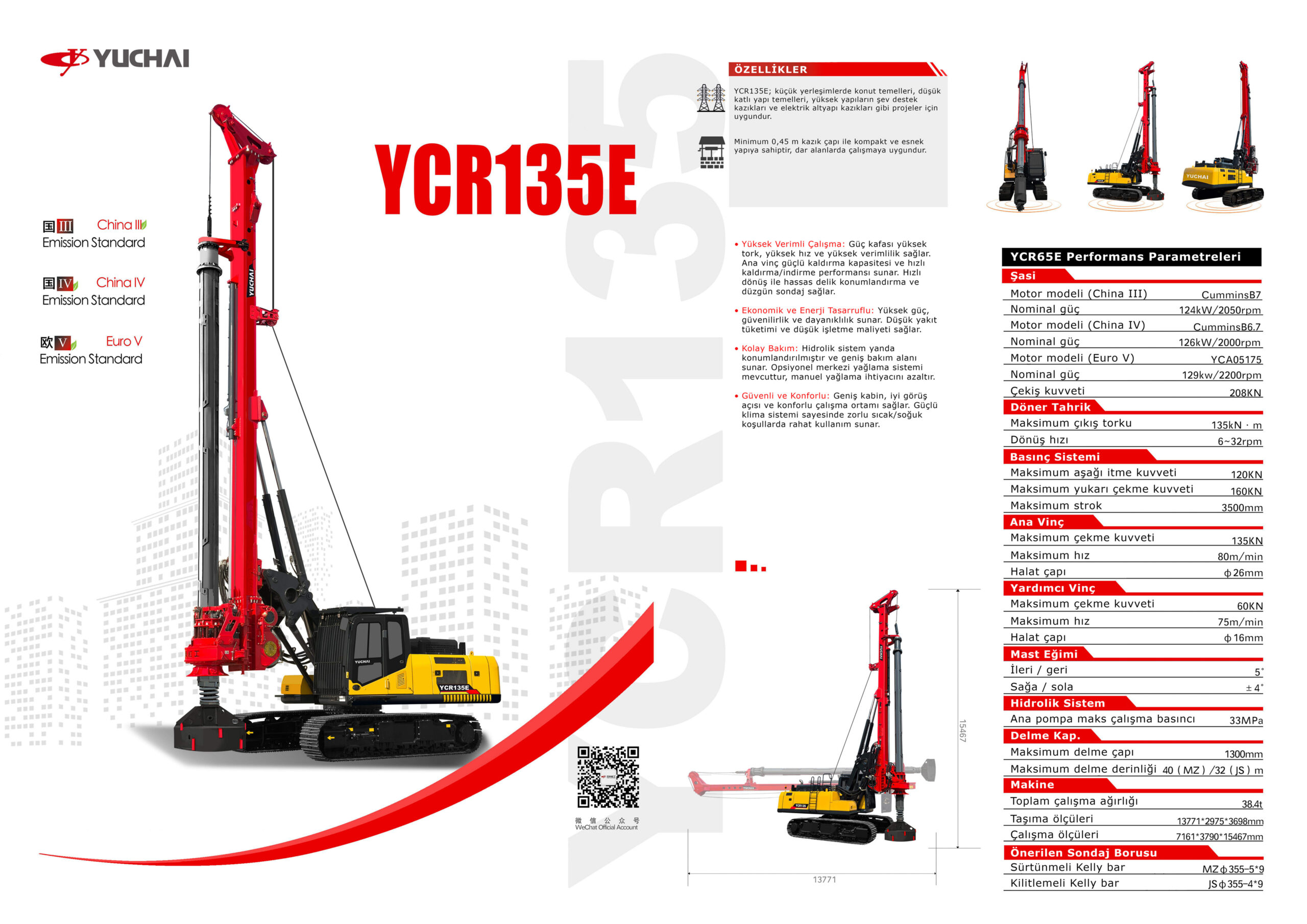 YUCHAI YCR135E Fore Kazık Makinesi