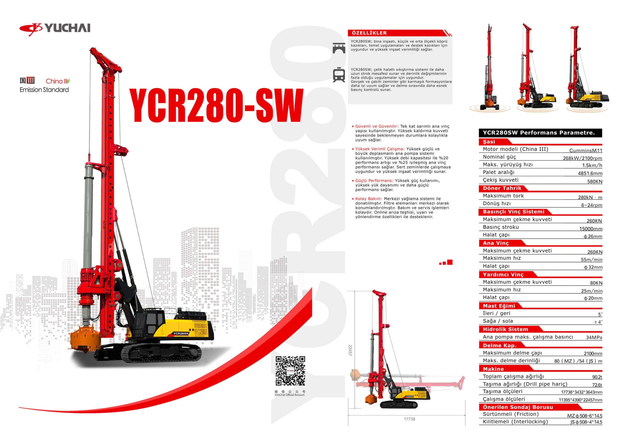 YUCHAI YCR280-SW Fore Kazık Makinesi