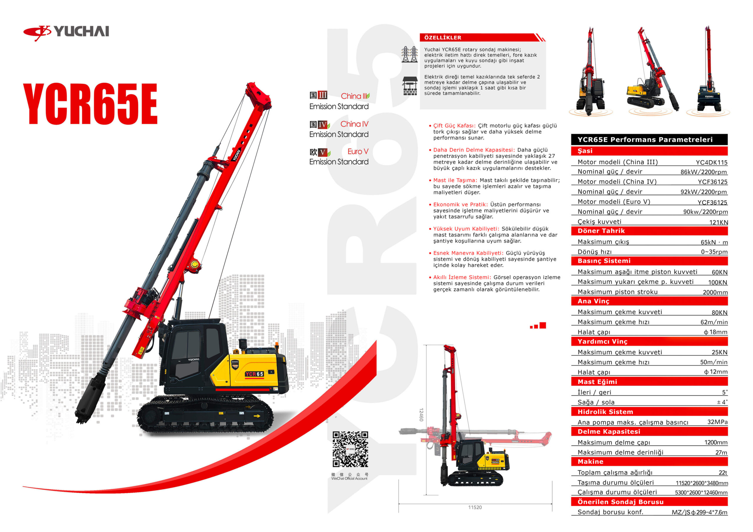 YUCHAI YCR65E Fore Kazık Makinesi